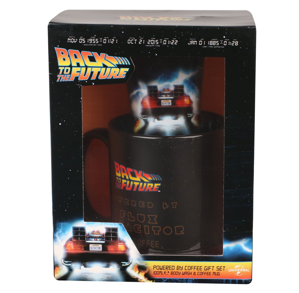 Back to the Future – Powered by Coffee Zestaw upominkowy – Żel pod prysznic 100 ml i kubek ceramiczny