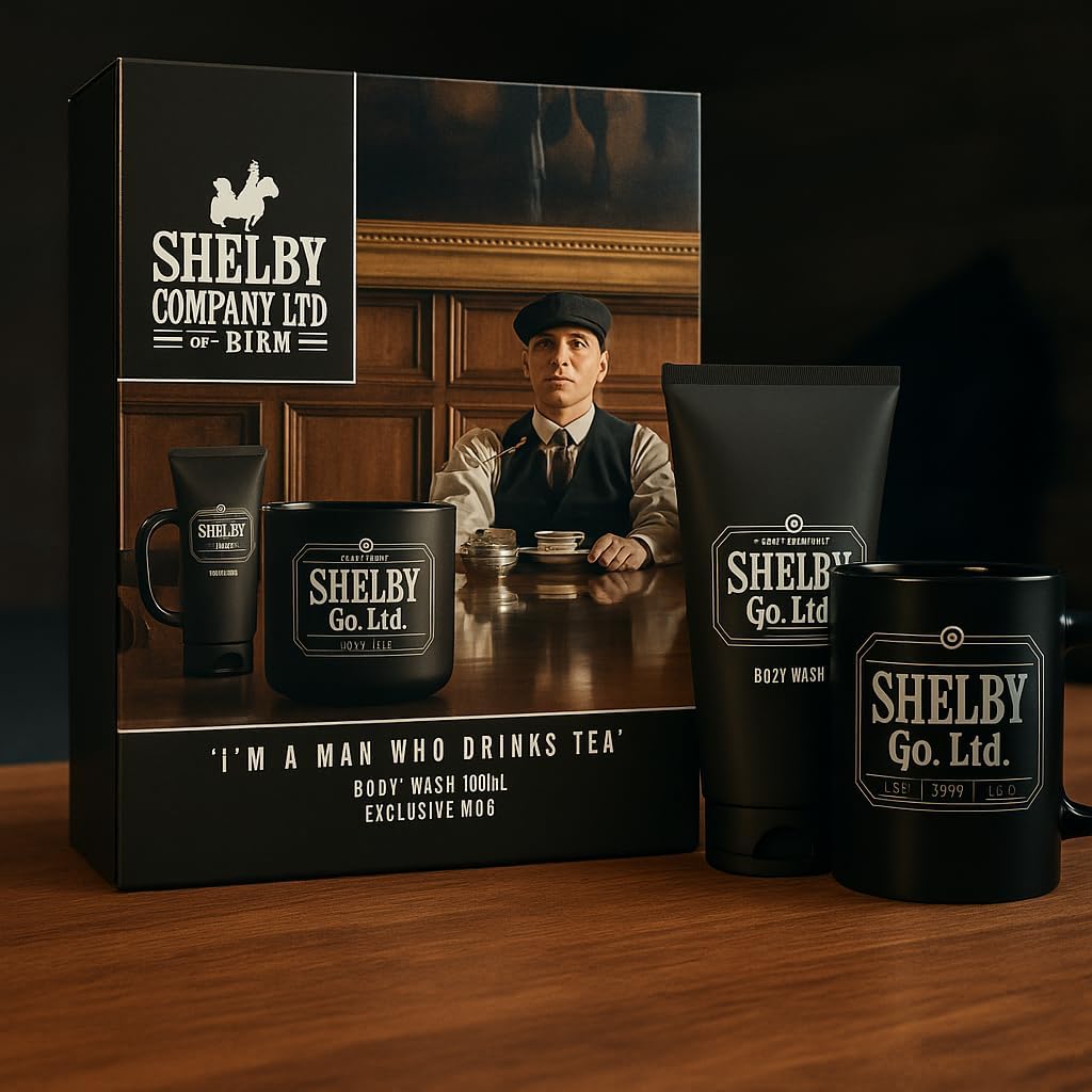 Peaky Blinders Shelby Company Zestaw Upominkowy – Zestaw prezentowy, żel pod prysznic + kubek