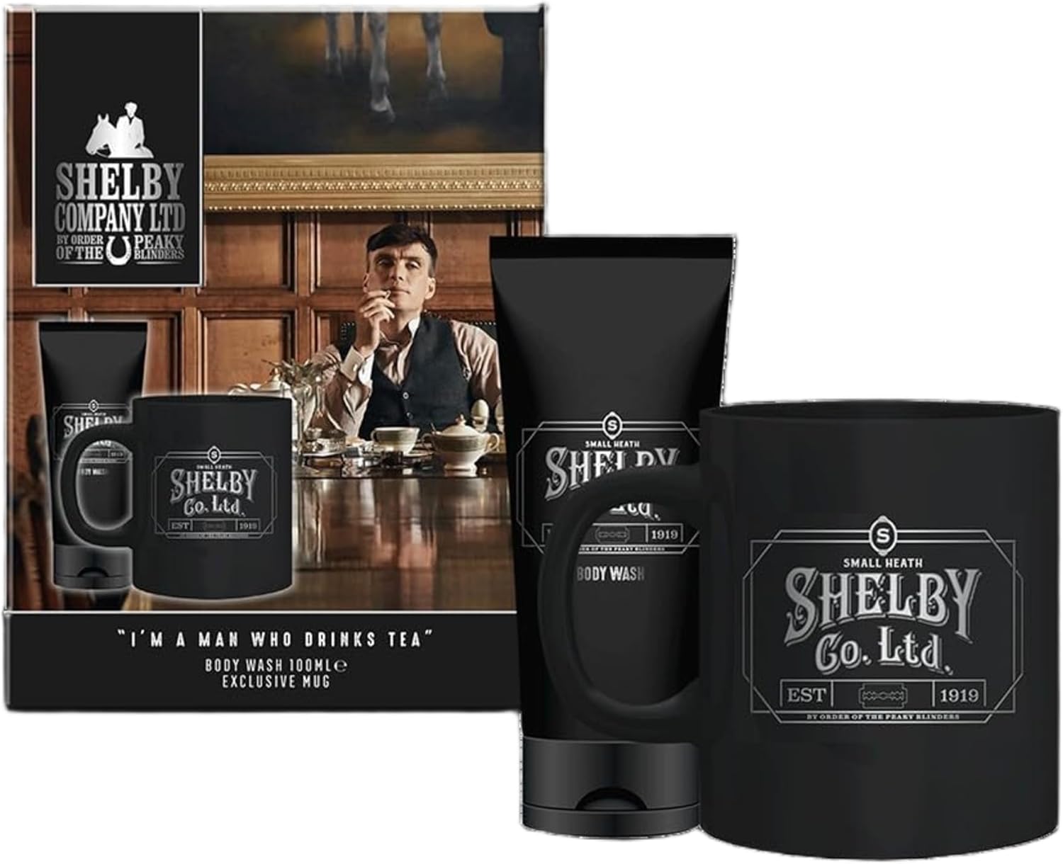 Peaky Blinders Shelby Company Zestaw Upominkowy – Zestaw prezentowy, żel pod prysznic + kubek